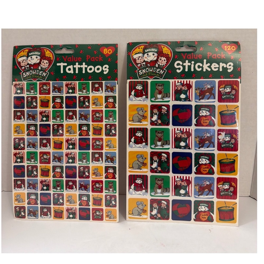 Vintage 1998 Snowden and Friends Stickers & Tattoos Raggedy Ann Andy 200pc Set